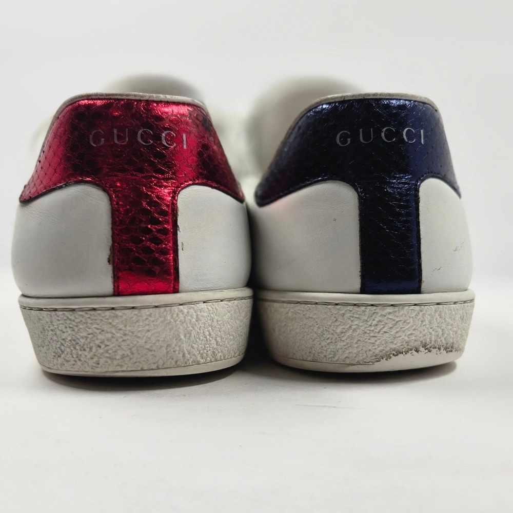 Gucci Ace Sneakers White Web Stripe Red Blue Heel Sz 9.5 Missing Detail - Picture 5 of 11